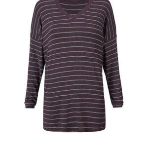 Cabi Serenity Tee - Plum/Gray stripe - Small